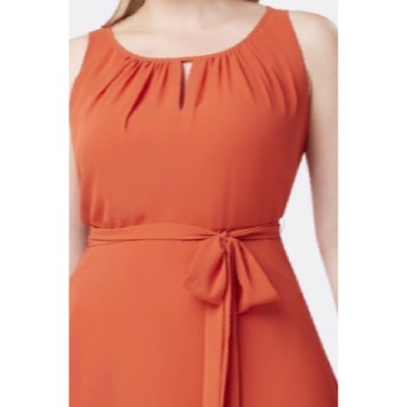 NWT Tahari ASL Chiffon Hi-Lo Halter Dress - Orange - Picture 14 of 14